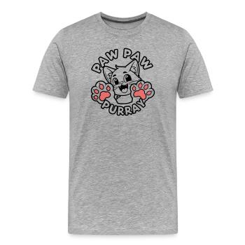 Paw Paw Purray - Happy Cat Raising Paws - Men's Premium Organic T-Shirt - heather grey - Front - Damien (186cm)