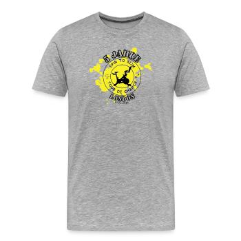 Spin to Slim Jubilee - for light surfaces - Men's Premium Organic T-Shirt - heather grey - Front - Damien (186cm)