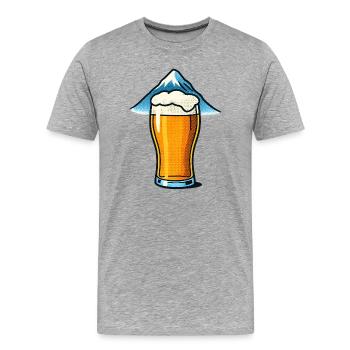 Bierglas vor Berggipfel - Männer Premium Bio T-Shirt - Grau meliert - Vorne - Damien (186cm)