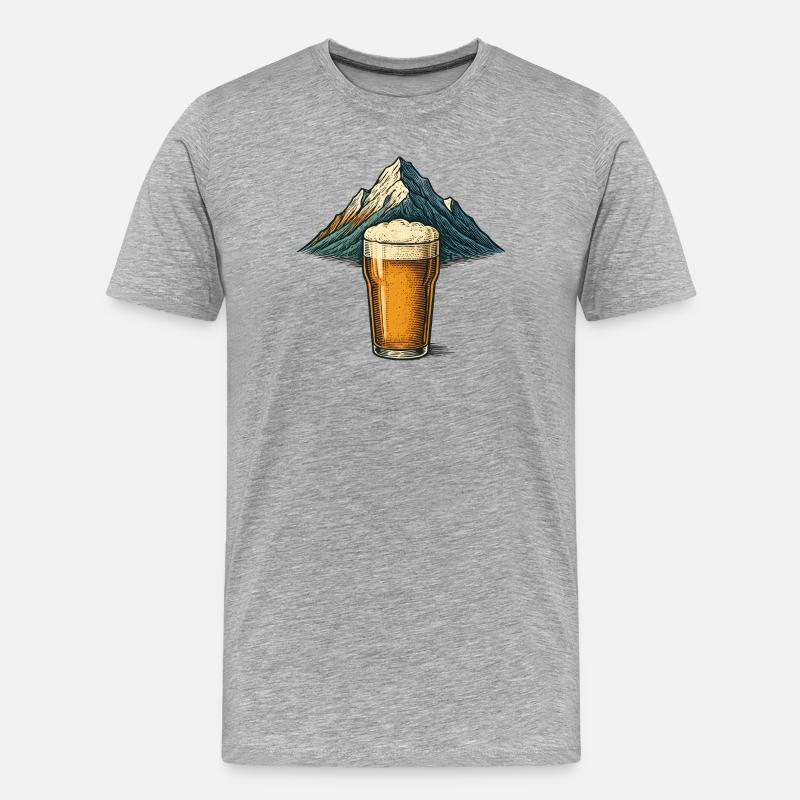 Bergbier Berglandschaft - Männer Premium Bio T-Shirt - Grau meliert