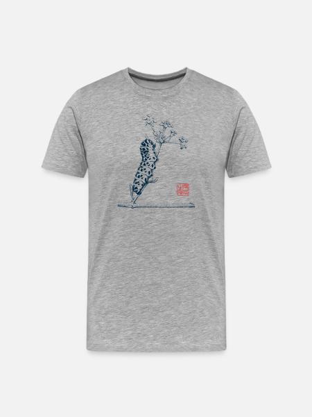 Dovetail Caterpillar with Kanji Stamp - Men's Premium Organic T-Shirt - heather grey