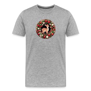Rehkitz im Erdbeerkranz - Männer Premium Bio T-Shirt - Grau meliert - Vorne - Damien (186cm)