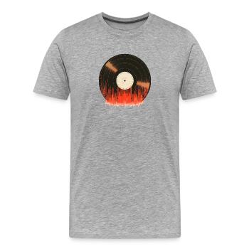 Disque vinyle rétro avec ondes sonores - T-shirt bio Premium Homme - gris chiné - Devant - Damien (186cm)