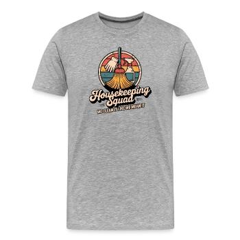 Conception de nettoyage amusante - T-shirt bio Premium Homme - gris chiné - Devant - Damien (186cm)