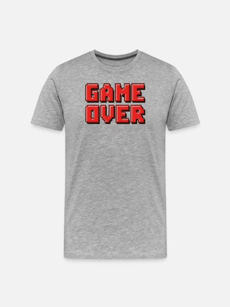 Pixel Game Over Retro Banner - Men's Premium Organic T-Shirt - heather grey