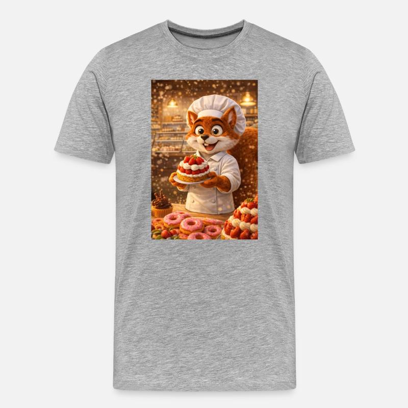 Herr l'écureuil Konditor, Gourmetatmosphäre - Männer Premium Bio T-Shirt - Grau meliert