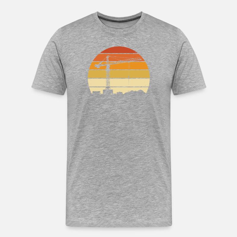 Kranführer Retro Design – Baustelle & Baukran - Männer Premium Bio T-Shirt - Grau meliert
