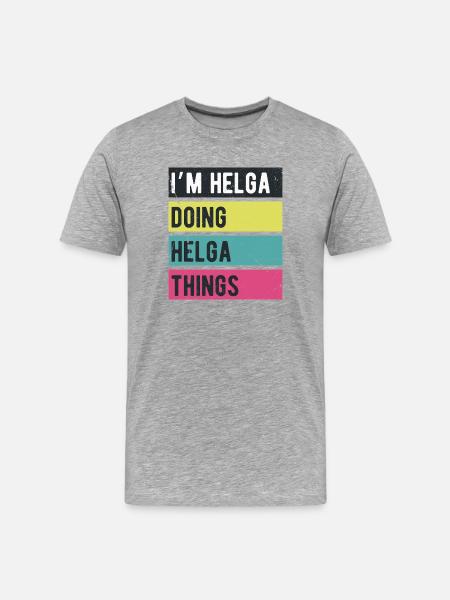 Je suis Helga qui fait des couleurs rétro de Helga Things - T-shirt bio Premium Homme - gris chiné
