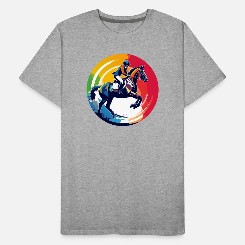 Regenbogen Springpferd Pferd Springreiten Motiv Männer Premium Bio T-Shirt