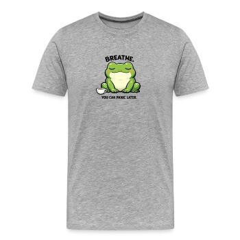 Coffee Frog of Tranquility - Men's Premium Organic T-Shirt - heather grey - Front - Damien (186cm)