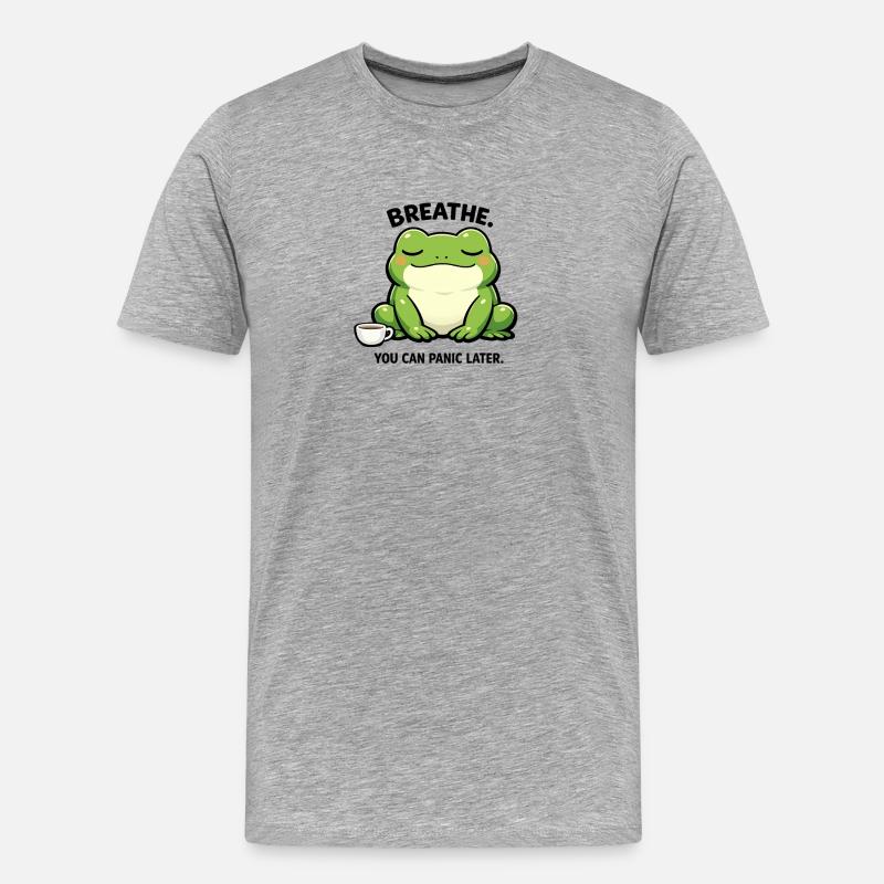 Kaffee-Frosch der Ruhe - Männer Premium Bio T-Shirt - Grau meliert