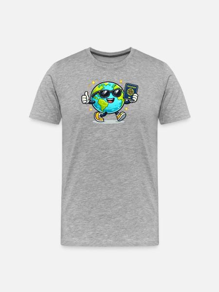 Globe Buddy Pass-Abenteuer - Männer Premium Bio T-Shirt - Grau meliert