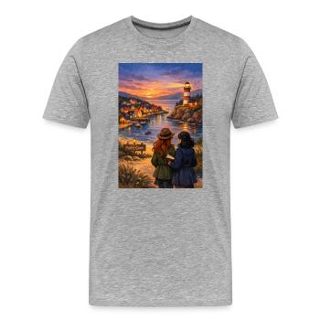 Brise am Poppy Cove Leuchtturm - Männer Premium Bio T-Shirt - Grau meliert - Vorne - Damien (186cm)