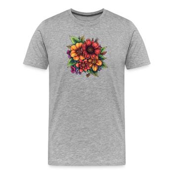 Bunte Blütenpracht Florale Komposition - Männer Premium Bio T-Shirt - Grau meliert - Vorne - Damien (186cm)