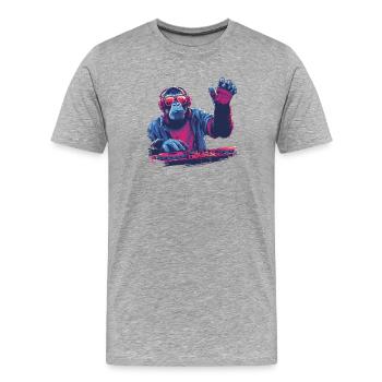 Cool DJ monkey - Men's Premium Organic T-Shirt - heather grey - Front - Damien (186cm)