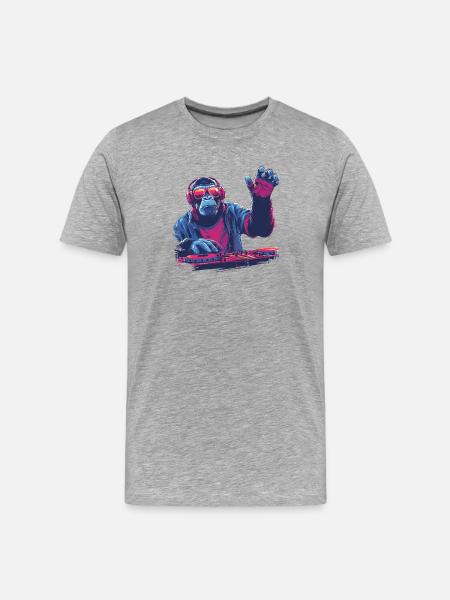 Cool DJ monkey - Men's Premium Organic T-Shirt - heather grey