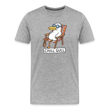 Chill Gull Lounge - Men's Premium Organic T-Shirt - heather grey - Front - Damien (186cm)