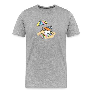 Sun bird on the beach with umbrella - Men's Premium Organic T-Shirt - heather grey - Front - Damien (186cm)
