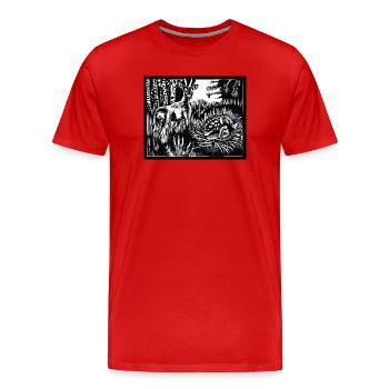 Alfabeest roe deer - Men's Premium Organic T-Shirt - red - Front - Damien (186cm)