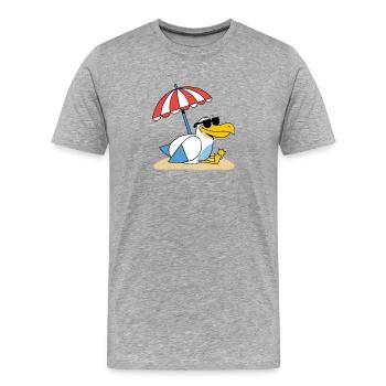 Sunny Beach Seagull with Umbrella - Men's Premium Organic T-Shirt - heather grey - Front - Damien (186cm)