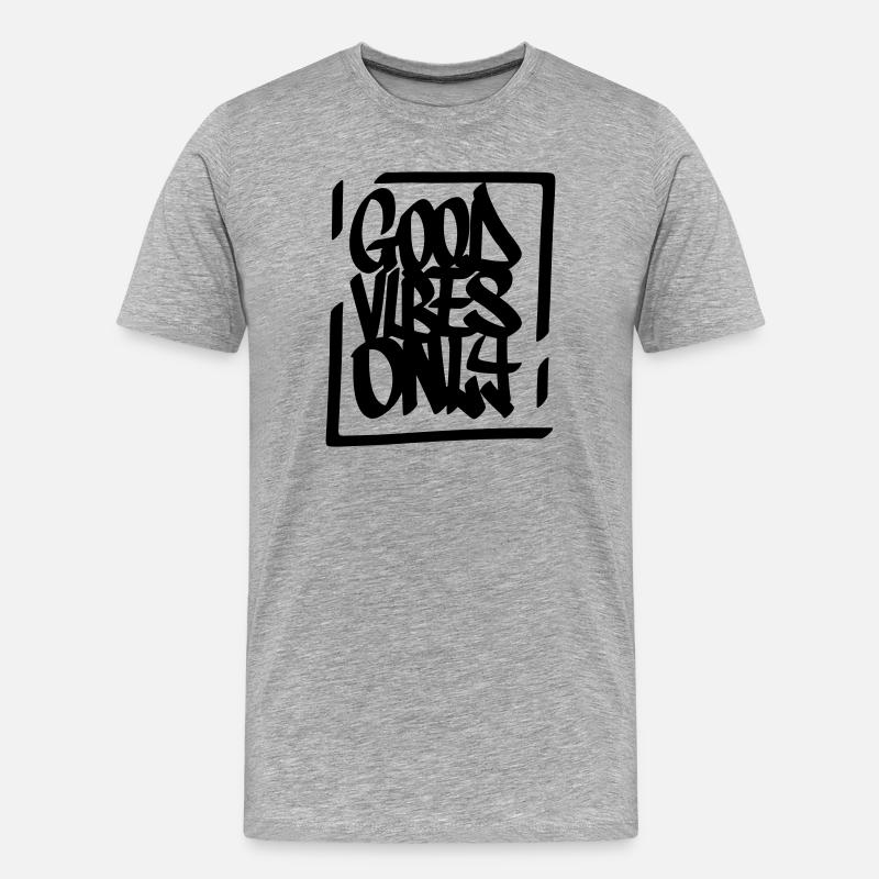 Gute Vibes Lebensmotto - Männer Premium Bio T-Shirt - Grau meliert