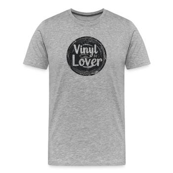 Vinyl Lover Design de musique vintage - T-shirt bio Premium Homme - gris chiné - Devant - Damien (186cm)