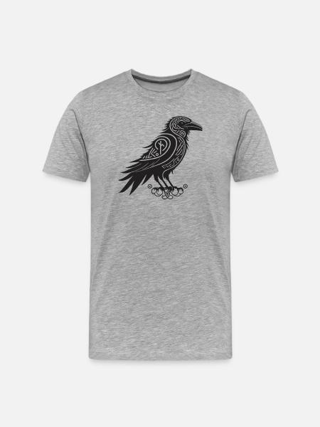 Raven Tribal Black - Men's Premium Organic T-Shirt - heather grey
