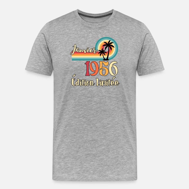 Januar 1956 70-Jahres-Jubiläumsgeschenk - Männer Premium Bio T-Shirt - Grau meliert