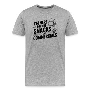 Je suis là pour les snacks et les publicités - T-shirt bio Premium Homme - gris chiné - Devant - Damien (186cm)