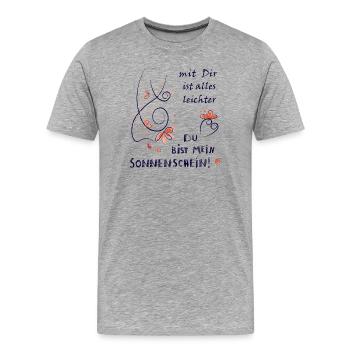 Tu es mon rayon de soleil - T-shirt bio Premium Homme - gris chiné - Devant - Damien (186cm)