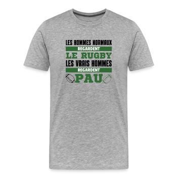 Rugby Pau Vrais Hommes - T-shirt bio Premium Homme - gris chiné - Devant - Damien (186cm)