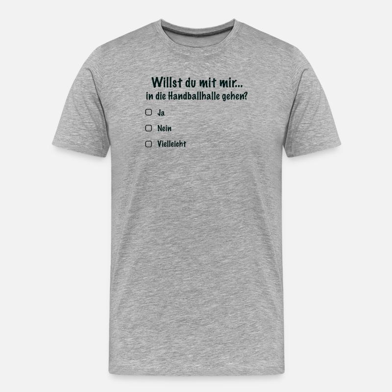 Handballdate Spruch Einladung (Schwarz) - Männer Premium Bio T-Shirt - Grau meliert