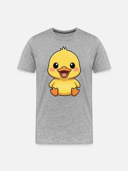 Cute Duck Cartoon Laughing Joy Roaring - Men's Premium Organic T-Shirt - heather grey