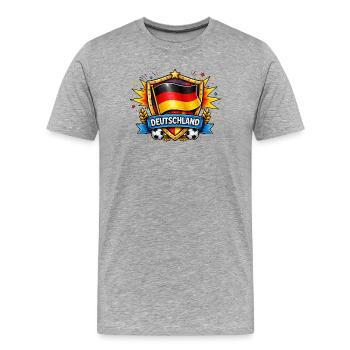 Deutschland Shield Fußball Design - Männer Premium Bio T-Shirt - Grau meliert - Vorne - Damien (186cm)