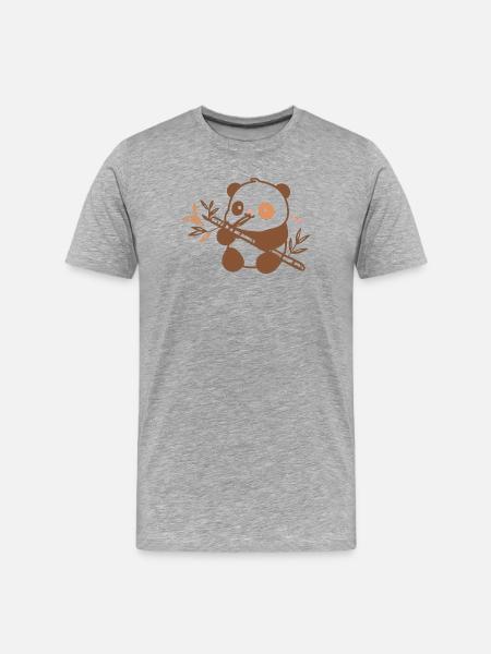 Cuddly Panda with Bamboo - Men's Premium Organic T-Shirt - heather grey