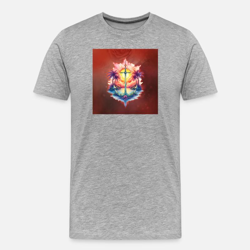 Solaranker im tropischen Paradies - Männer Premium Bio T-Shirt - Grau meliert