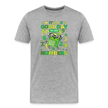 Chiffres de calculatrice joyeuse - T-shirt bio Premium Homme - gris chiné - Devant - Damien (186cm)