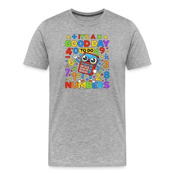 Calculateur de nombres vibrants - T-shirt bio Premium Homme - gris chiné - Devant - Damien (186cm)