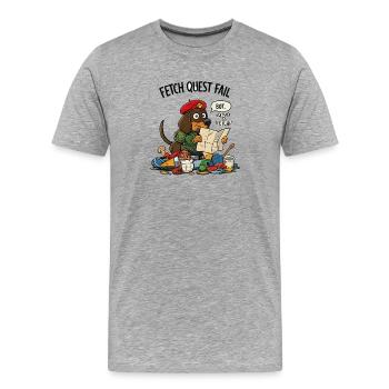Hol-Quest-Fehlschlag Welpe - Männer Premium Bio T-Shirt - Grau meliert - Vorne - Damien (186cm)