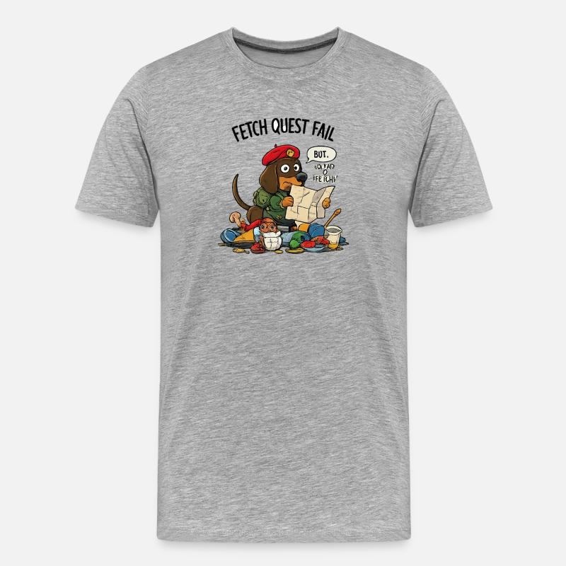 Fetch Quest Fail Pup - Men's Premium Organic T-Shirt - heather grey