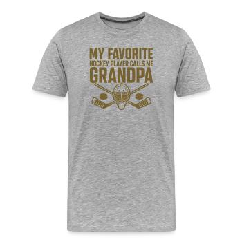 Proud Hockey Dad My Favourite Player's Coach - Men's Premium Organic T-Shirt - heather grey - Front - Damien (186cm)