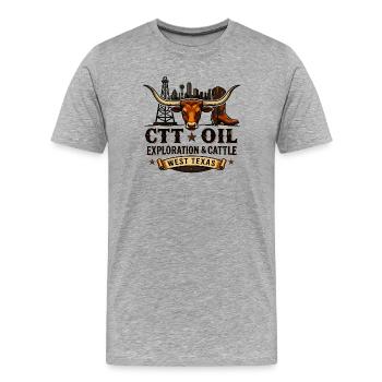 Longhorn West Texas Vintage CTT Oil Exploration - Men's Premium Organic T-Shirt - heather grey - Front - Damien (186cm)