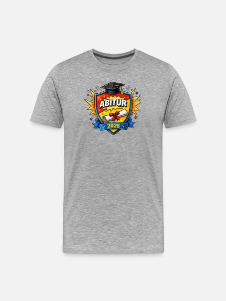 Abitur 2026 Schild – Abschlusslogo - Männer Premium Bio T-Shirt - Grau meliert