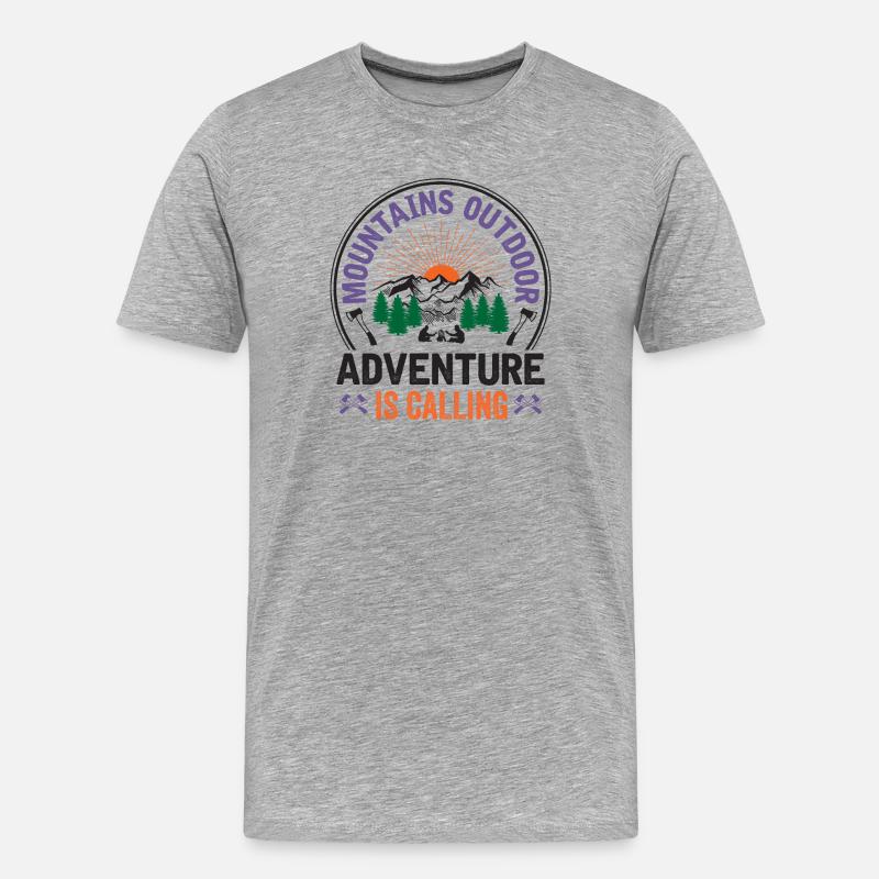 Berge – Das Abenteuer ruft - Männer Premium Bio T-Shirt - Grau meliert
