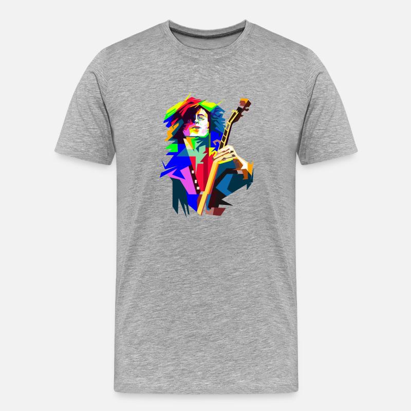 Rock'n'Roll-Gitarrist in Bühnen-Action-Pop-Kunst - Männer Premium Bio T-Shirt - Grau meliert