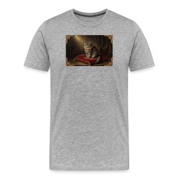 Royal Cat Pose in Baroque Frame - Men's Premium Organic T-Shirt - heather grey - Front - Damien (186cm)