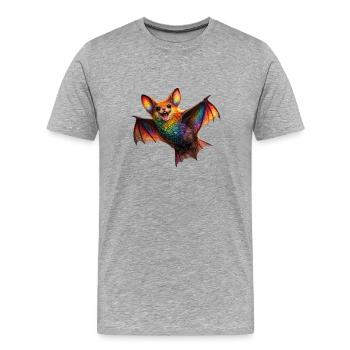 Rainbow Bat Night Creature - Men's Premium Organic T-Shirt - heather grey - Front - Damien (186cm)