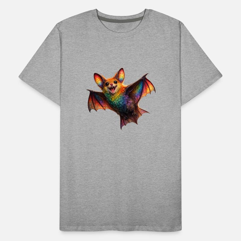 Rainbow Bat Night Creature Men's Premium Organic T-Shirt