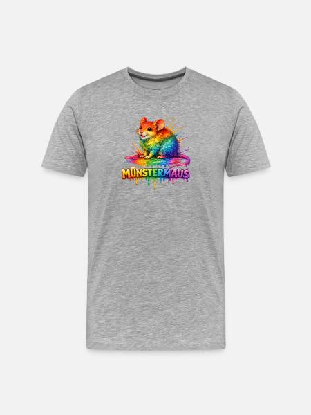 Munster Mouse Rainbow - Men's Premium Organic T-Shirt - heather grey