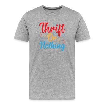 Friperie Magasin d’occasion ou rien - T-shirt bio Premium Homme - gris chiné - Devant - Damien (186cm)